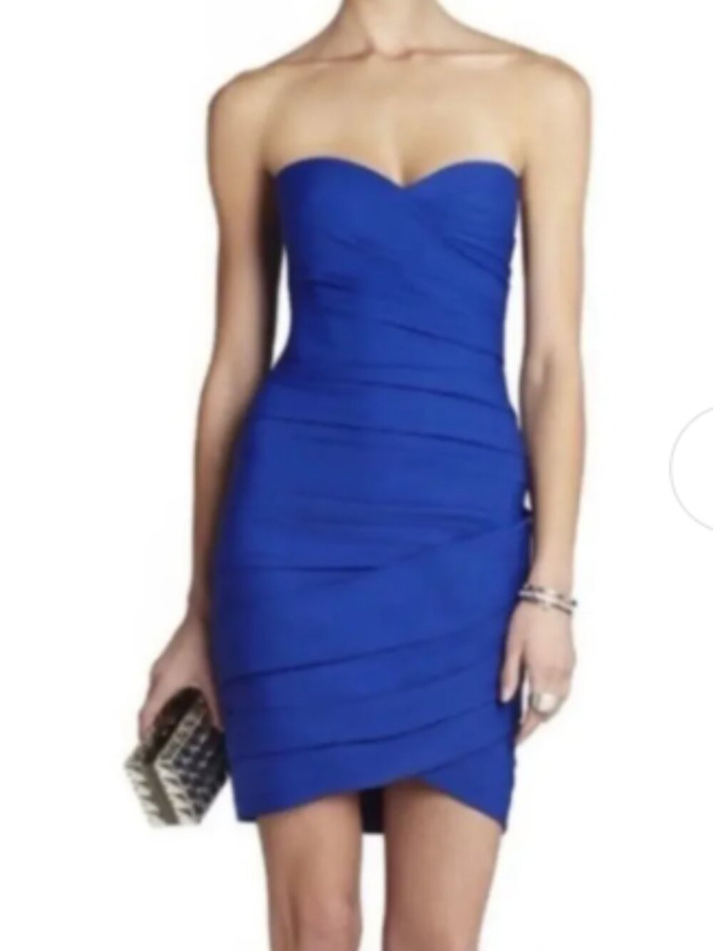 BCBGMAXAZRIA Women’s 6 Strapless Ruched Cocktail Dress Sapphire Blue
